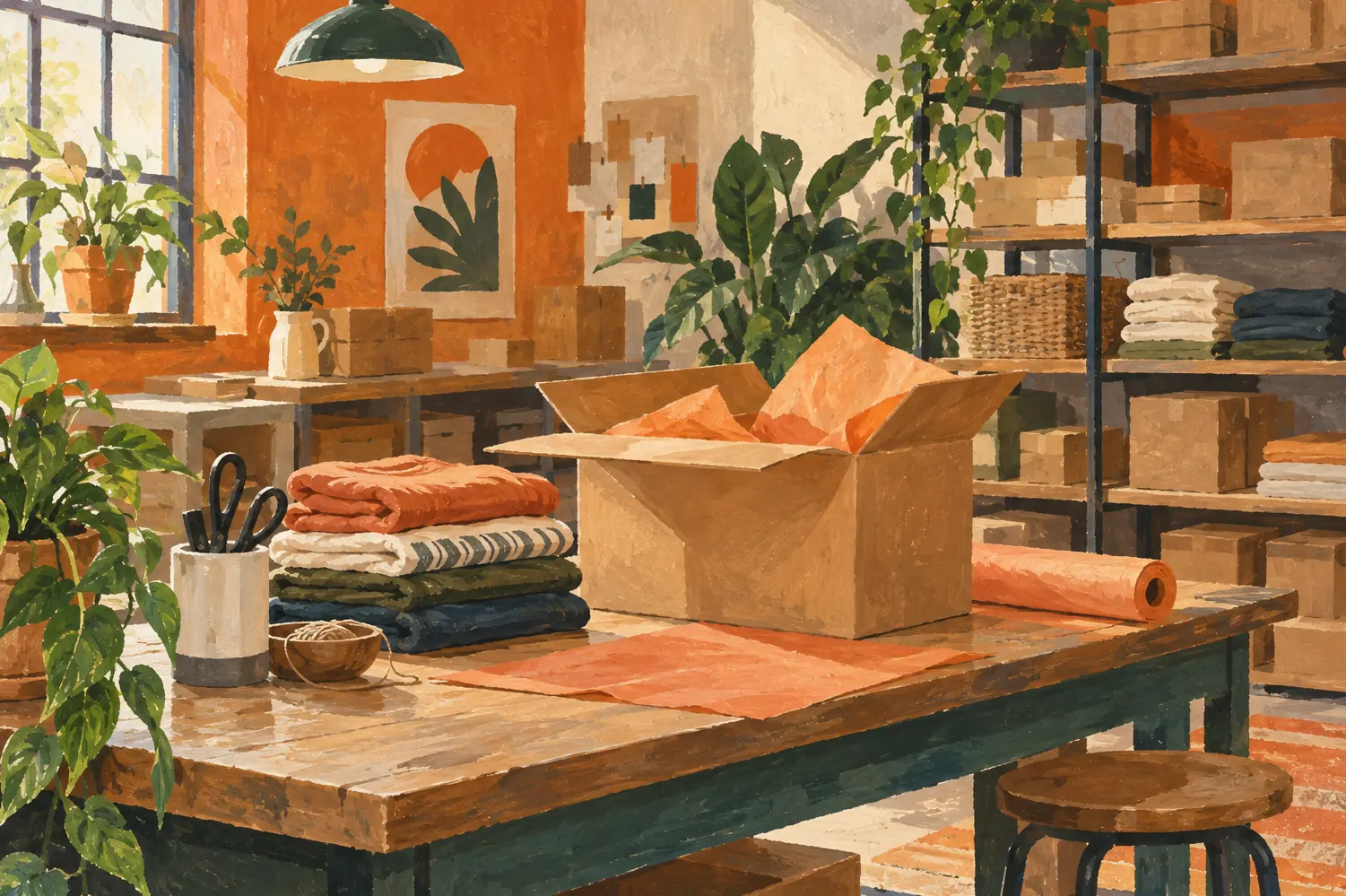 Illustration of online retail businesses and their working space